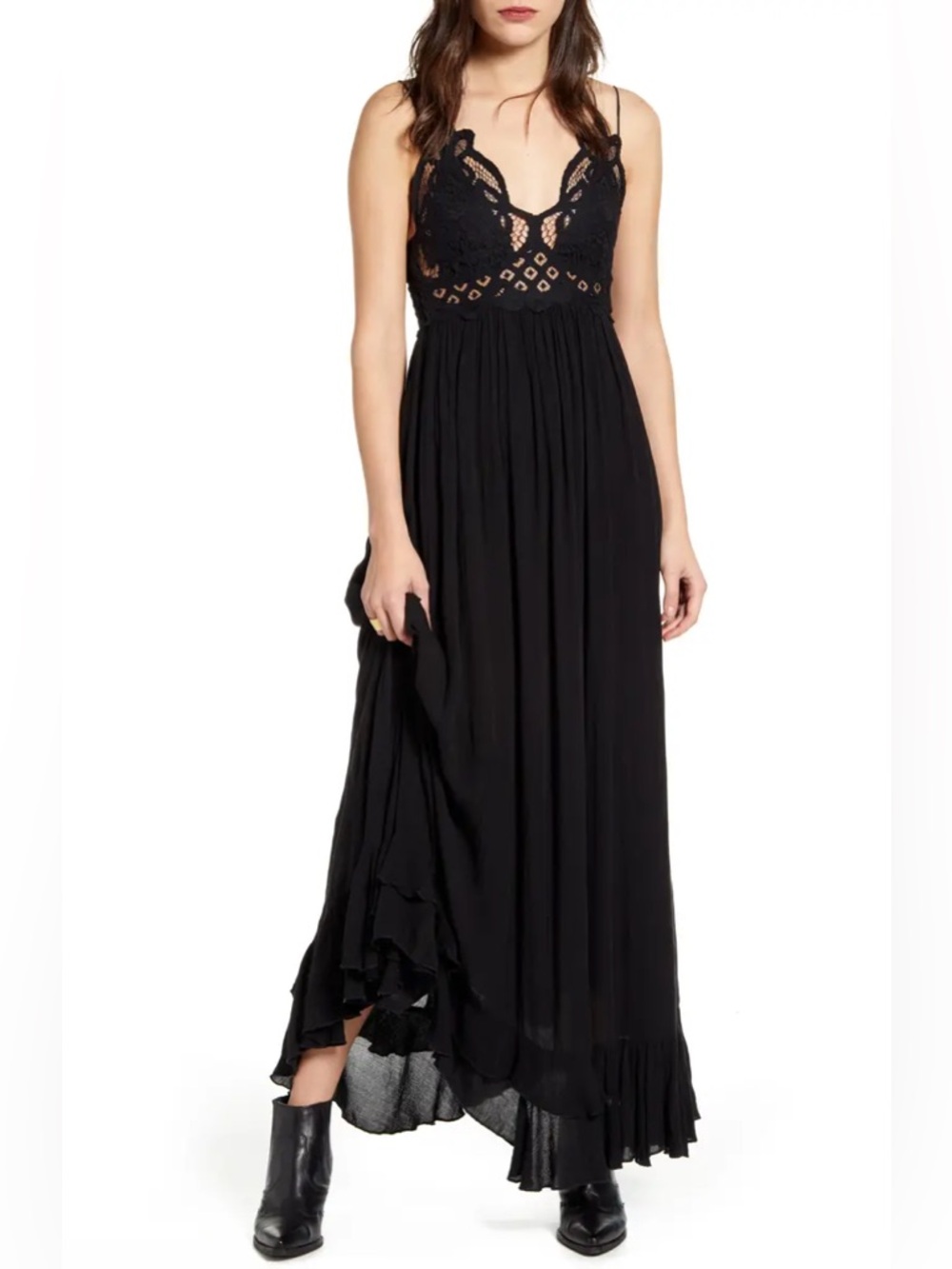 Free People Black Lace Bodice Maxi Dress